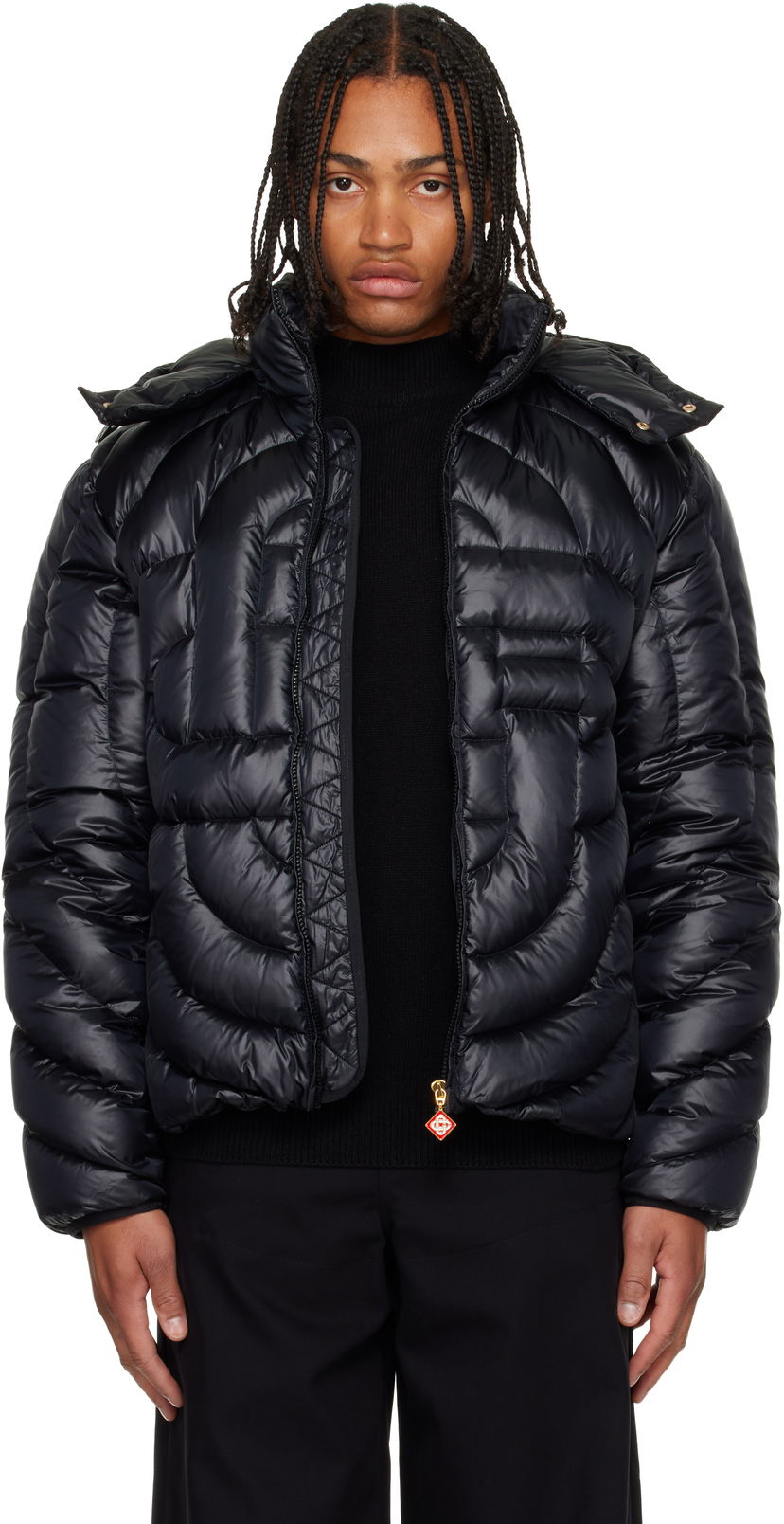 Prešívaná bunda Casablanca Monogram Quilted Nylon Down Puffer Jacket Čierna | M-AW25-OT-140-01