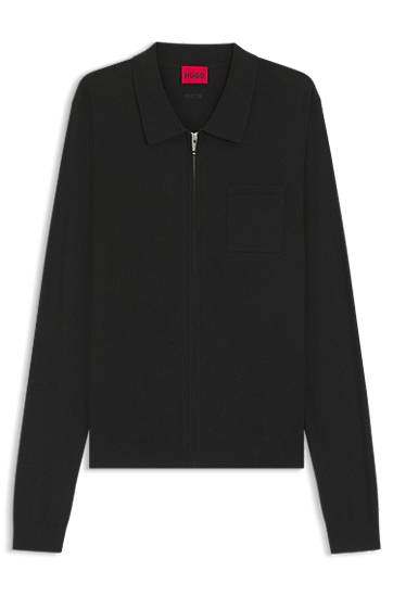 Bunda BOSS Regular-Fit Knit Zip-Front Jacket Čierna | 50543769, 0