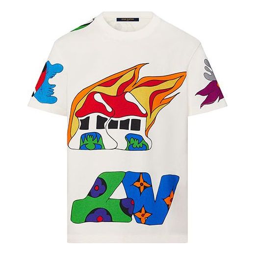 Tričko Louis Vuitton SS21 Cartoon Logo Print T-Shirt Biela | 1A8PUV