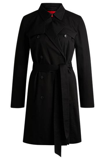 Trenčkot BOSS Double-Breasted Regular-Fit Cotton Trench Coat Čierna | 50533902, 0