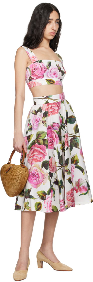 Sukňa Dolce & Gabbana Dolce&Gabbana Rose-Print Crop Top Biela | F7U70T HS5S4, 3