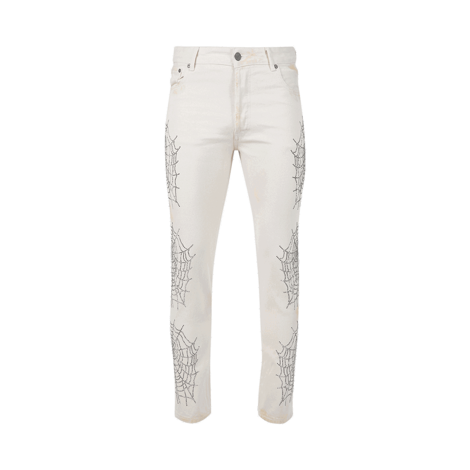 Džínsy Palm Angels Spider Regular 5 Pockets Pants Biela | PMYA012F22DEN0080372, 0