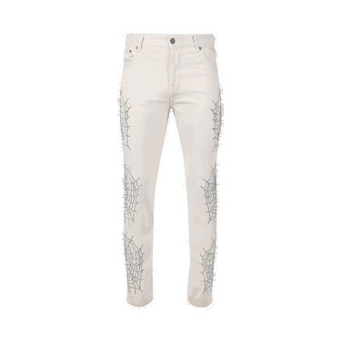 Džínsy Palm Angels Spider Regular 5 Pockets Pants Biela | PMYA012F22DEN0080372, 0