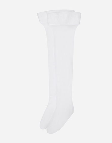 Ponožky Dolce & Gabbana Sheer Thigh-High Logo-Knit Socks Biela | O4A70TONO28W0800, 3