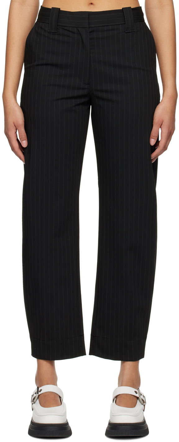 Nohavice GANNI GANNI Pinstripe Trousers Čierna | F7542