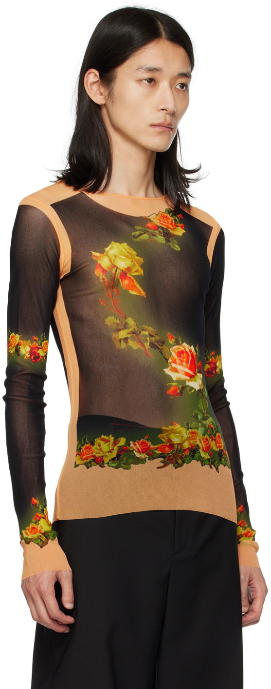 Tričko Jean Paul Gaultier Gaultier Fleurs Long Sleeve T-Shirt Oranžová | 23/12-U-TO062-T525-6800, 1