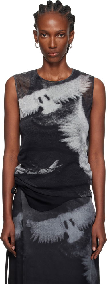 Tielko Ann Demeulemeester Ann Demeulemeester Doves Printed Tulle Tank Top Čierna | 2520-W-JTO05-FA657-D0097, 0