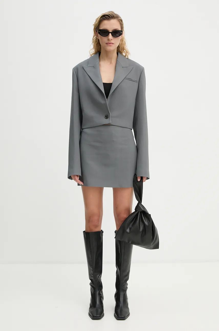 Bunda Nanushka Single-Button Cropped Blazer Šedá | NW24PFSG18655, 1