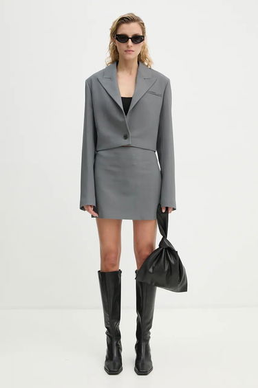Bunda Nanushka Single-Button Cropped Blazer Šedá | NW24PFSG18655, 1
