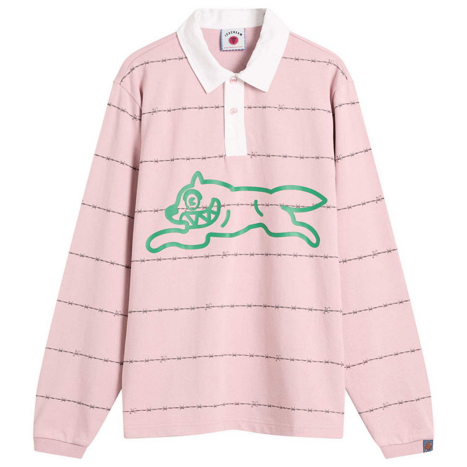 Košeľa BBC IceCream Barbed Wire Running Dog Rugby Shirt, Size Large Ružová | IC25322-PNK, 1