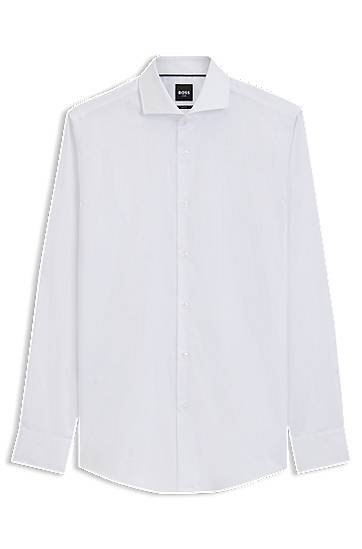 Košeľa BOSS Slim-fit shirt in wrinkle-resistant Oxford cotton Biela | 50545820