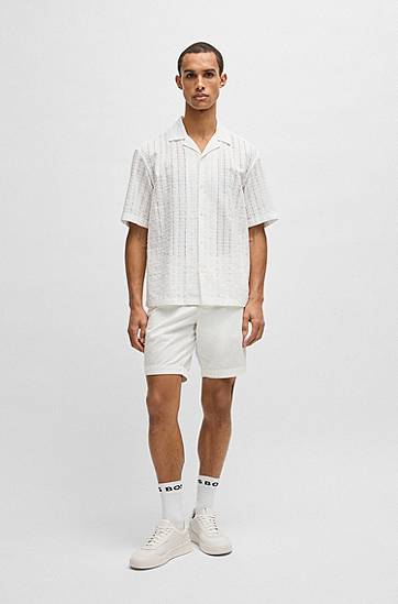 Košeľa BOSS Relaxed Fit Broderie Anglaise Shirt Biela | 50539236, 1