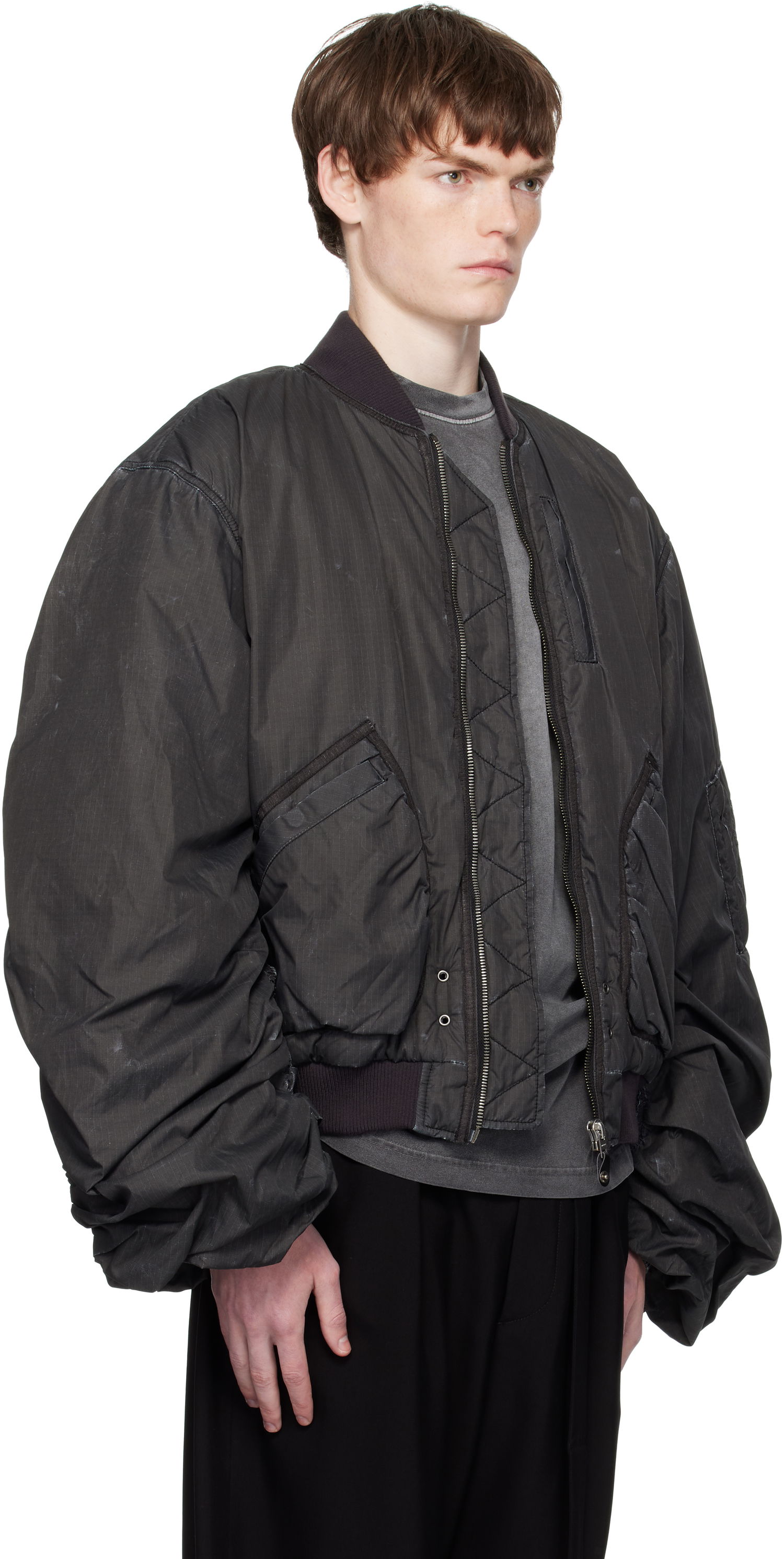 Bomber bunda We11done We11done Washed Nylon Bomber Jacket Čierna | WD-JP2-25-059-U-BK, 1