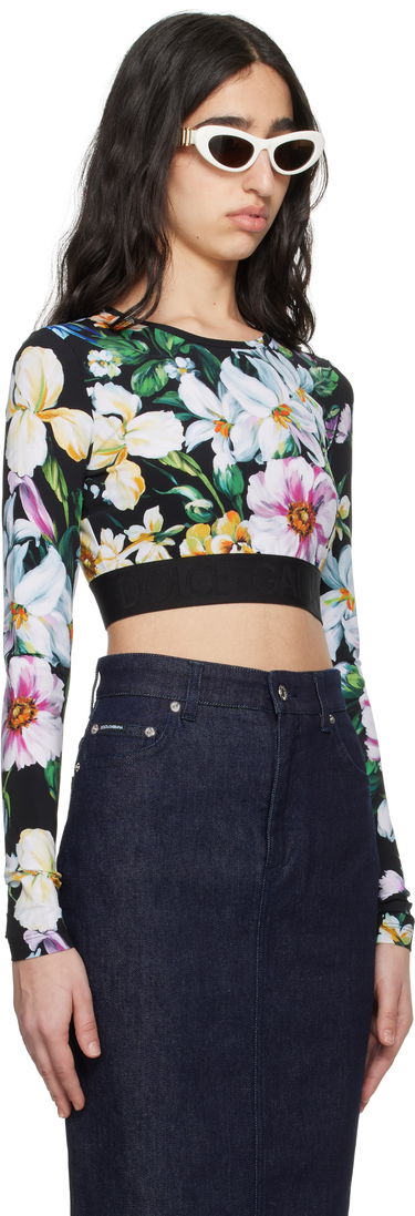 Crop Top Dolce & Gabbana Dolce&Gabbana Floral Print Activewear Crop Top Čierna | F8N51T FSG8L, 1