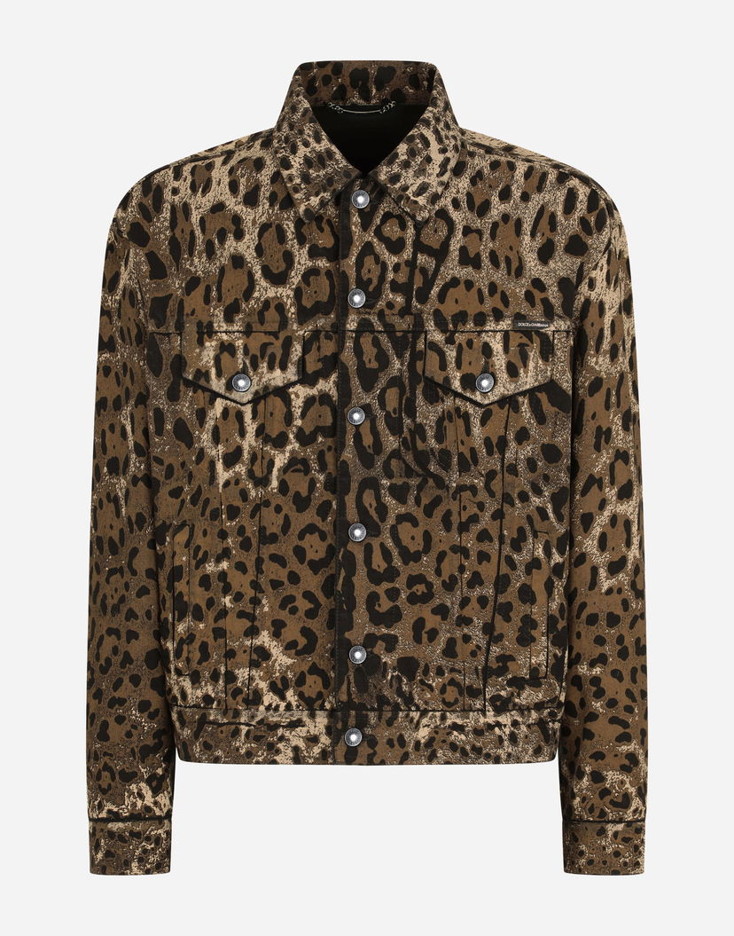 Bunda Dolce & Gabbana Dolce & Gabbana Leopard Print Denim Jacket Hnedá | G9UW6DG8EI1S9001