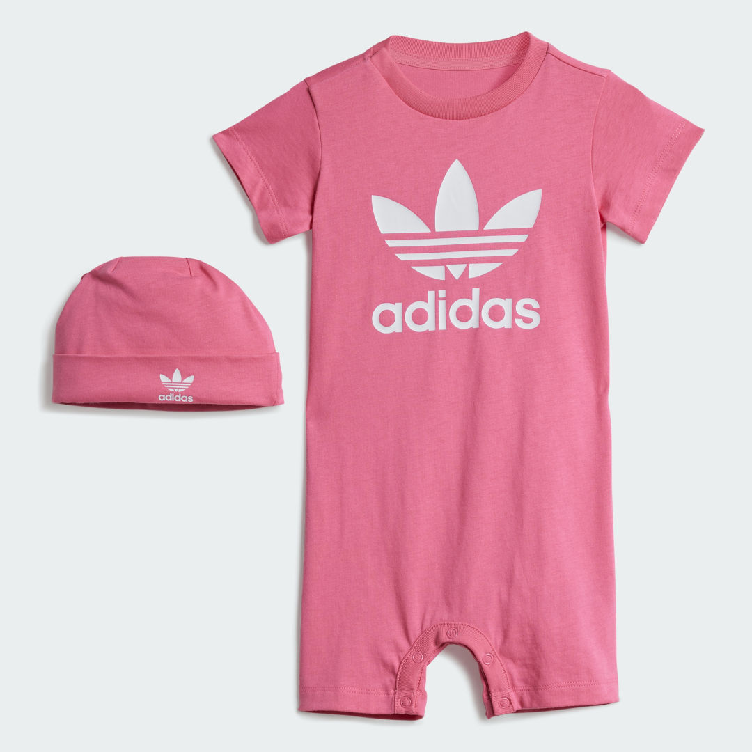 Pyžamo adidas Performance Adidas Originals Infant Bodysuit and Beanie Set Ružová | JY1134, 0