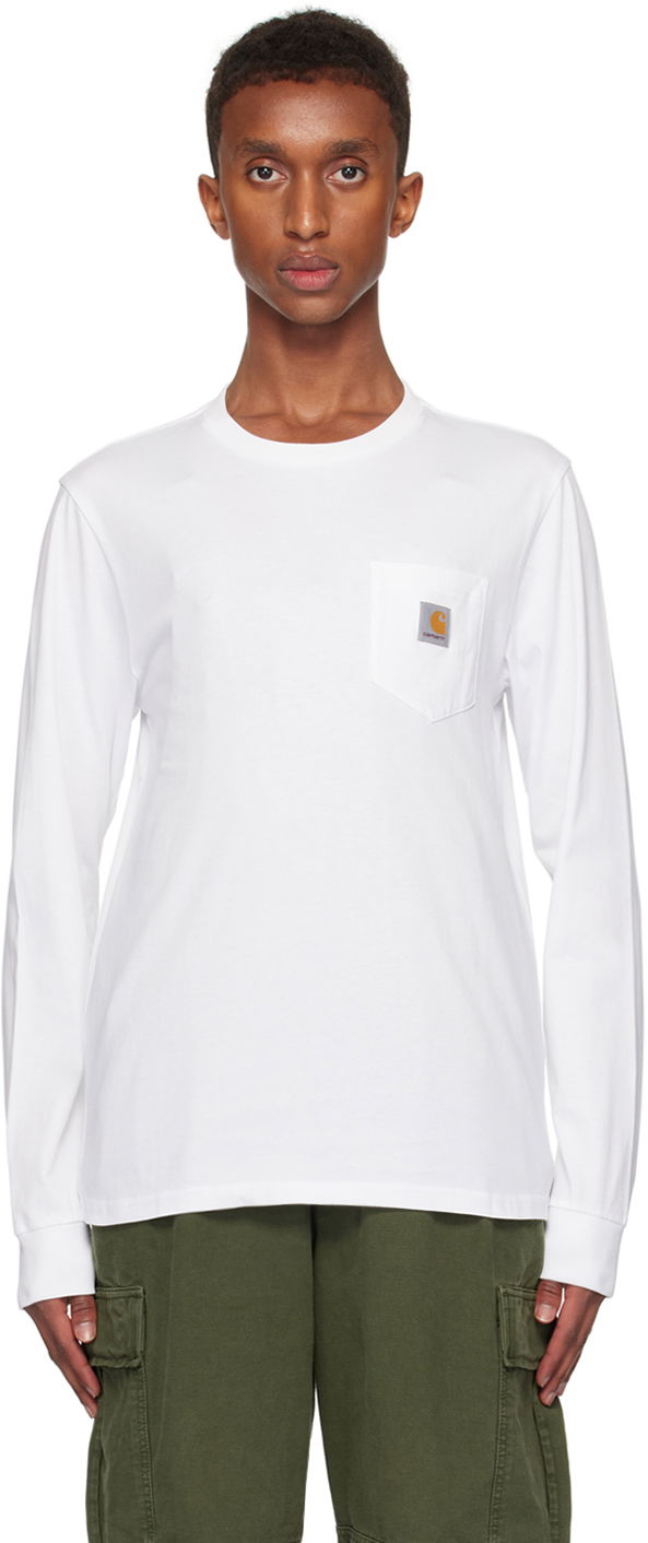 Tričko Carhartt WIP Long Sleeve Pocket T-Shirt Biela | I030437, 0