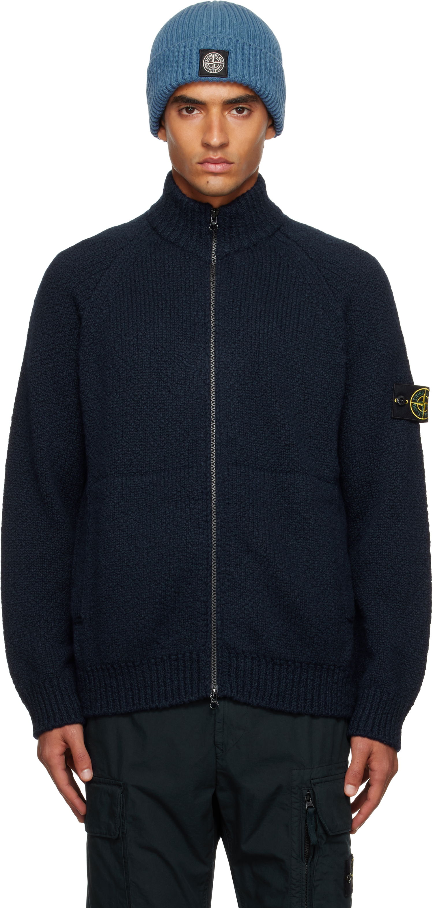 Sveter Stone Island Stone Island Wool Zip Cardigan Navy | K2S15 5100051 S00N1, 0