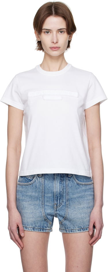 Tričko Alexander Wang Alexander Wang Distressed Logo Cropped T-Shirt Biela | 1CC1251991, 0
