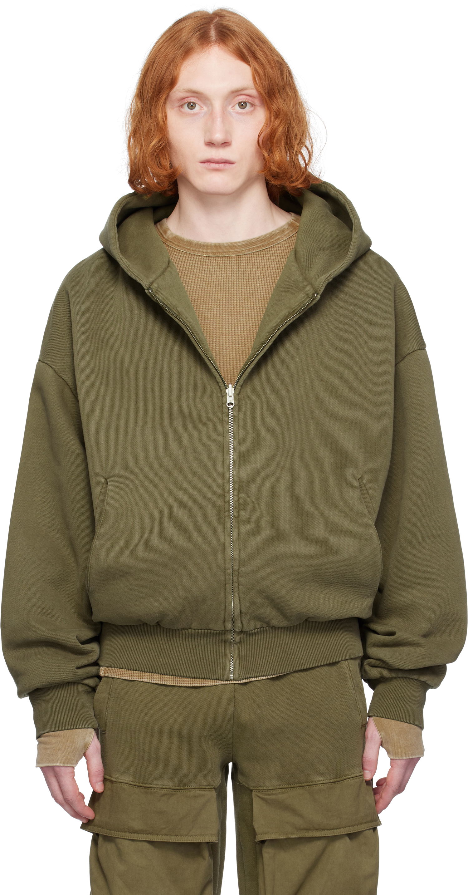 Mikina Entire Studios Entire Studios Thermal Zip-Up Hoodie Zelené | ES2488MI, 0