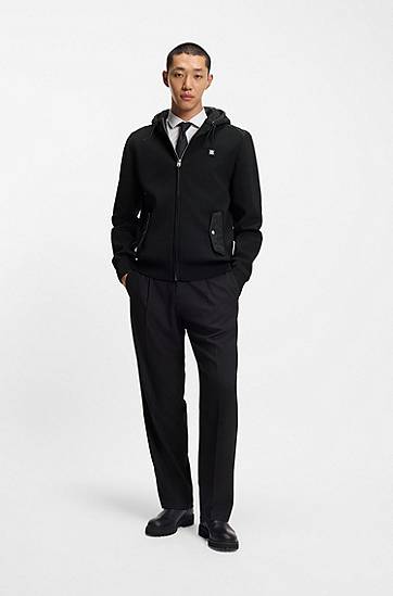 Bunda BOSS Regular-fit hooded jacket with quilted details Čierna | 50547003, 1