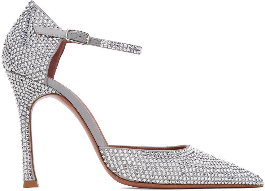 Tenisky a topánky Amina Muaddi Crystal Embellished Slingback Pumps Šedá | VITTORIA PUMP SR SATIN, 0