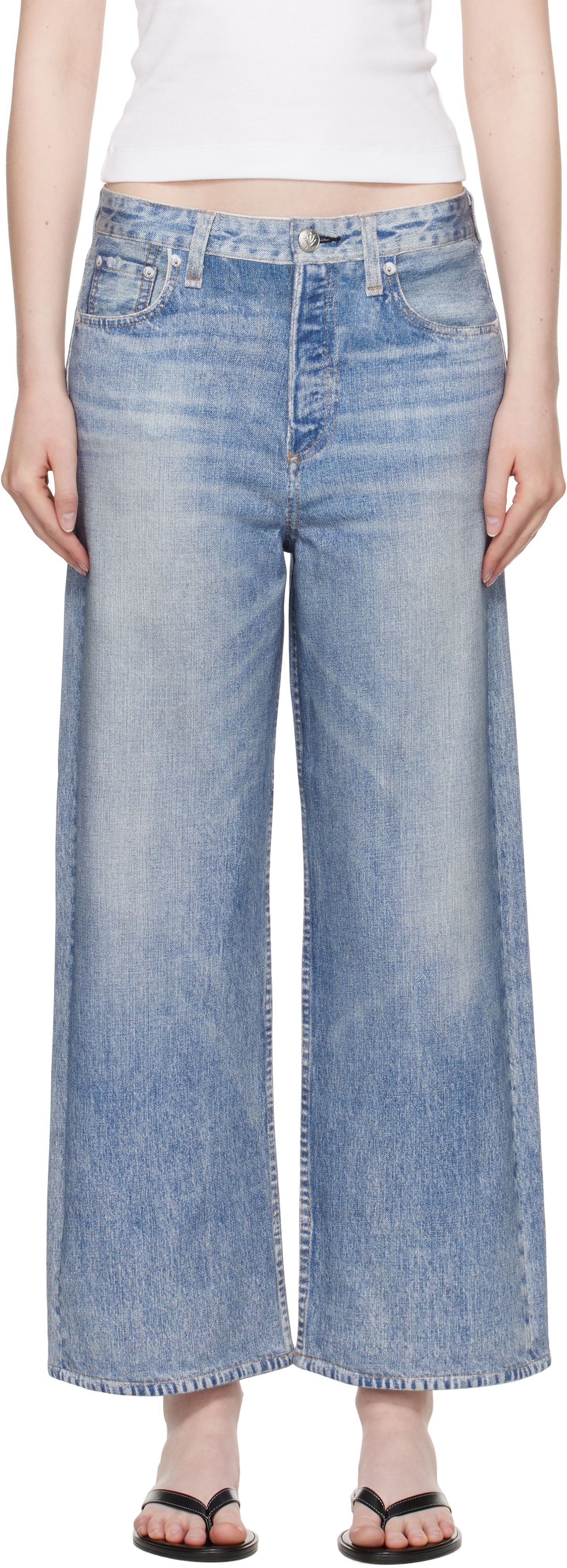 Džínsy rag & bone rag & bone Miramar Andi Wide Leg Jeans Modrá | WCW25P70028202, 0