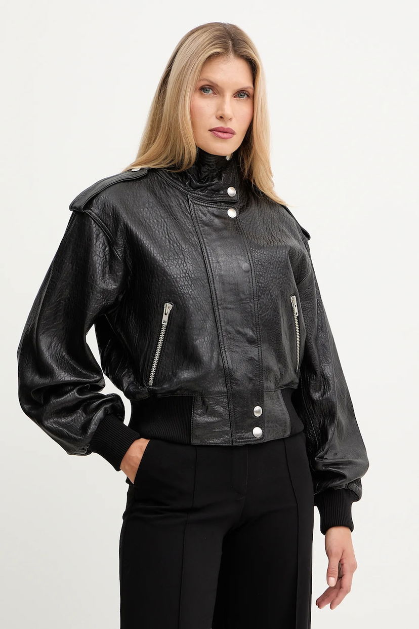 Bomber bunda STAND STUDIO Stand Studio Ciara Oversized Leather Bomber Jacket Čierna | 66526.7970