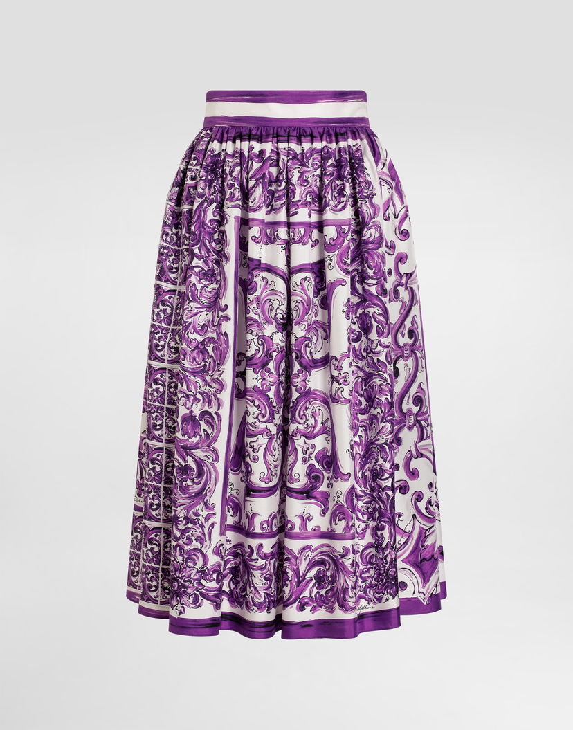 Sukňa Dolce & Gabbana Dolce & Gabbana Majolica-Print Twill Skirt Fialová | F4C5LTHI1S5HP5DQ