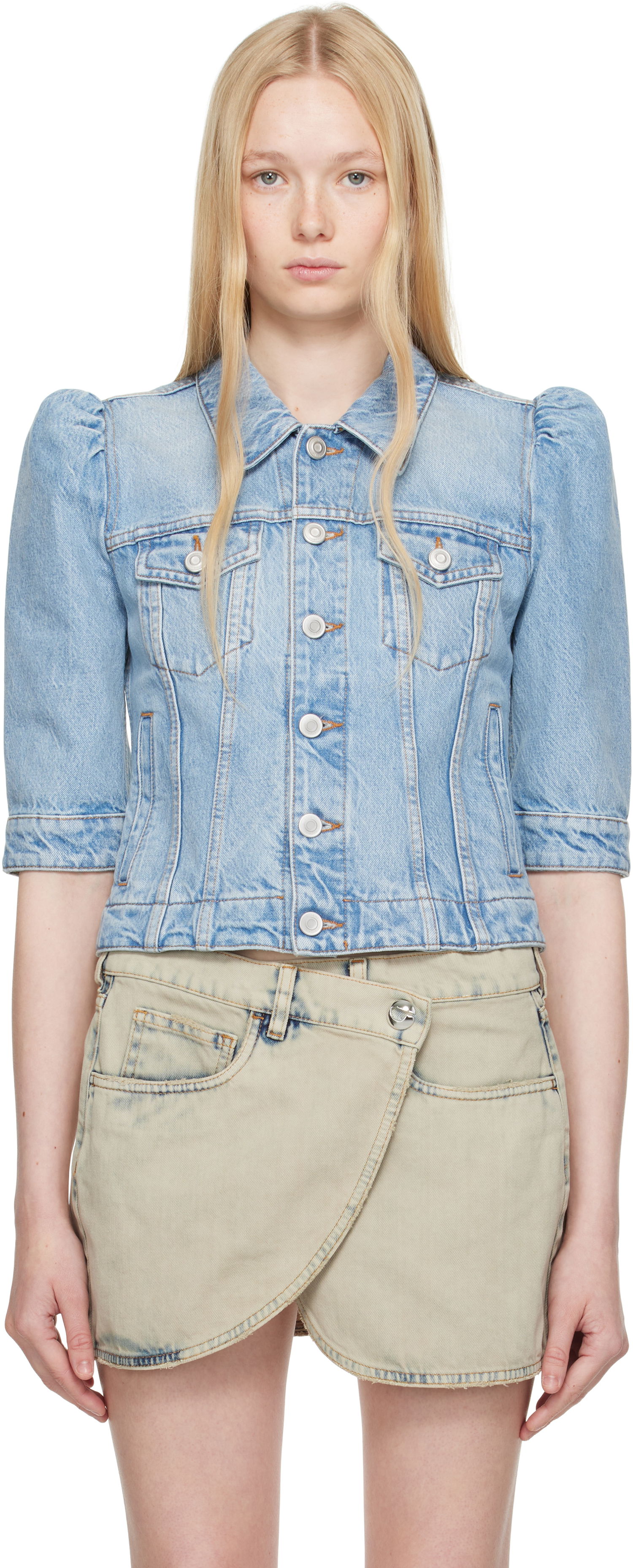 Bunda Coperni Coperni Slim-Fit Cropped Denim Jacket Modrá | COPBL30F2020, 0