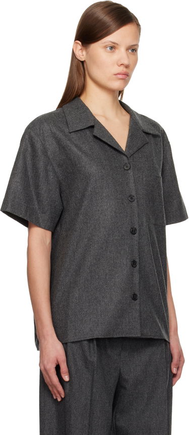 Košeľa Khaite Riordan Short-Sleeve Spread-Collar Shirt Šedá | 2414604, 1