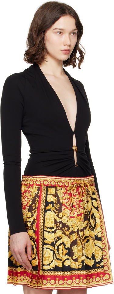 Oblečenie Versace Versace Safety Pin Draped Fitted Bodysuit Čierna | 1021018_1A14475, 1