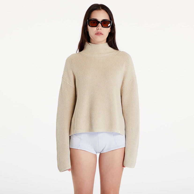 Džínsy CALVIN KLEIN Chunky Loose High Neck Sweater Pelican Béžová | J20J224227 PD7