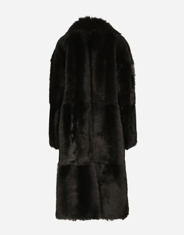 Kabáty Dolce & Gabbana Single-breasted Shearling Coat Čierna | F0W2DFFUP9BN0000, 1