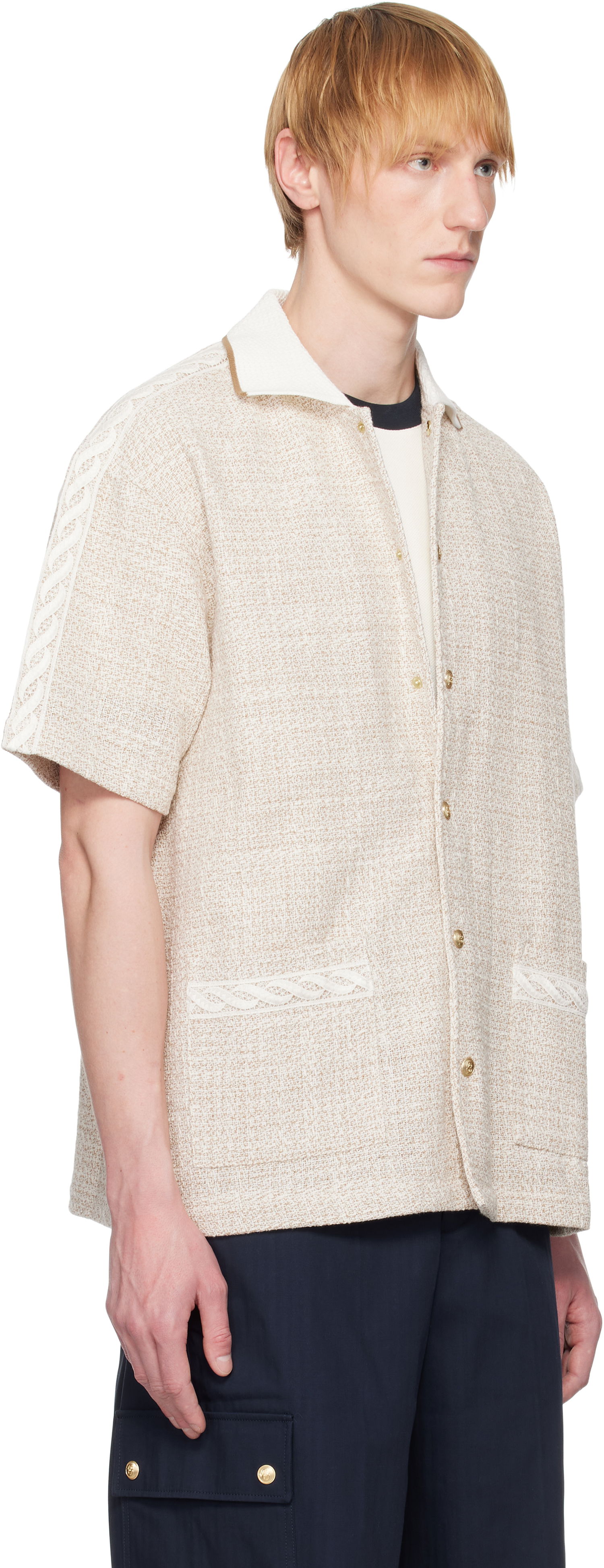 Košeľa Drôle de Monsieur Drôle De Monsieur 'La Chemise Tweed' Button-Up Shirt Béžová | G-SH216-CO186-BG, 1
