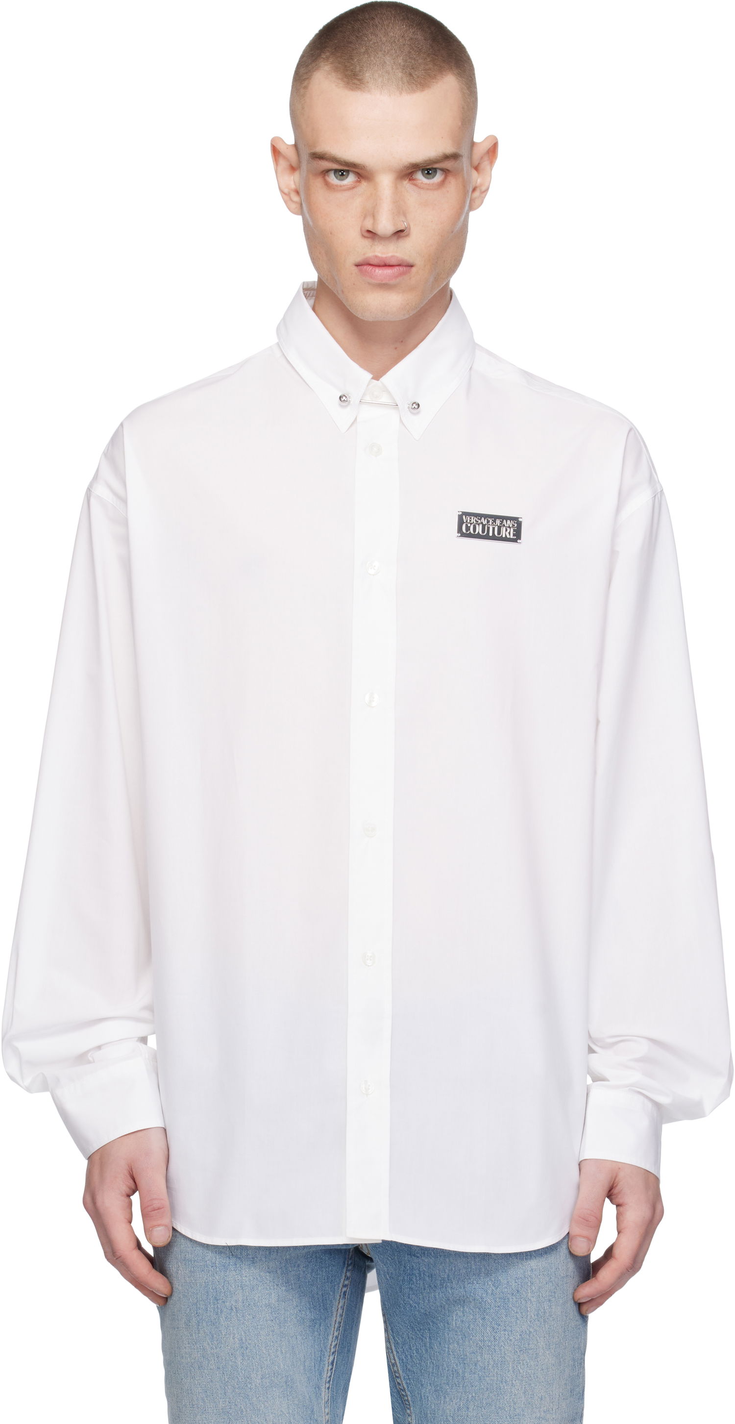 Košeľa Versace Piercing Relaxed-Fit Shirt Biela | E77GALY10_ECN002, 0