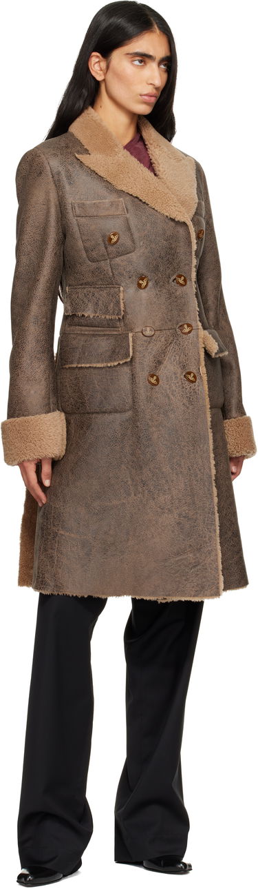 Kabáty Vivienne Westwood Waisted Double-breasted Shearling Coat Hnedá | 1D01000H-L00CR-, 3