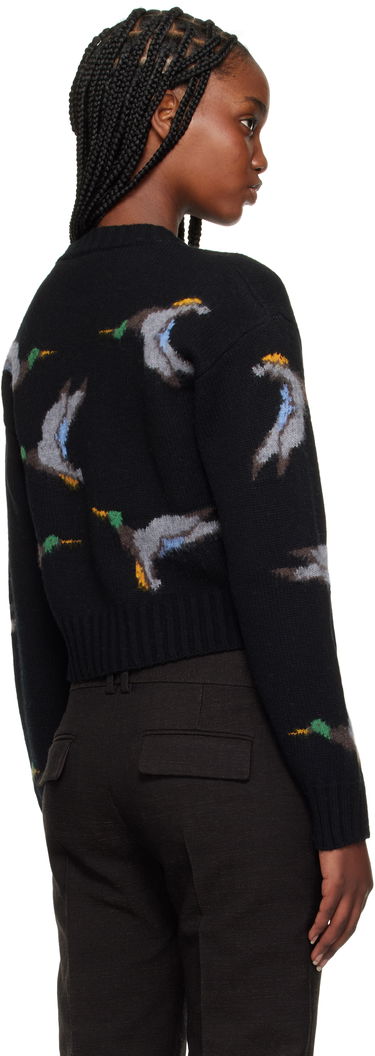 Sveter Burberry Burberry Cropped Duck Intarsia Wool Sweater Čierna | 8103057, 2