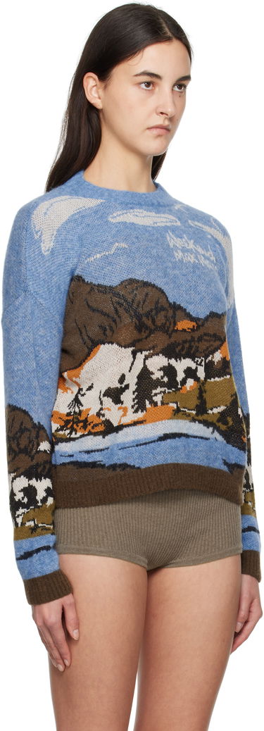 Sveter Max Mara Weekend Landscape Print Wool Blend Sweater Modrá | 2425366272600 MM12204, 1