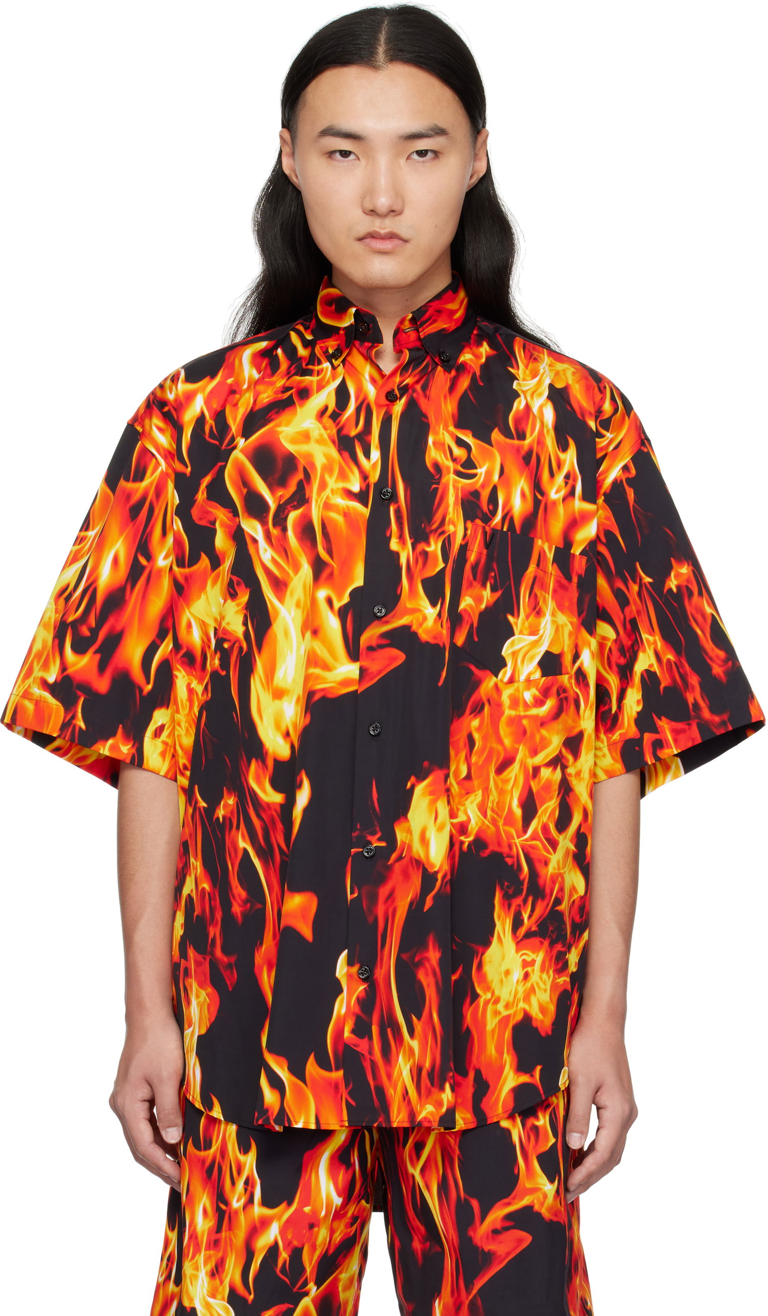 Košeľa VETEMENTS Vetements Fire Print Short Sleeve Shirt Rôznofarebný | UA66SH430X, 0
