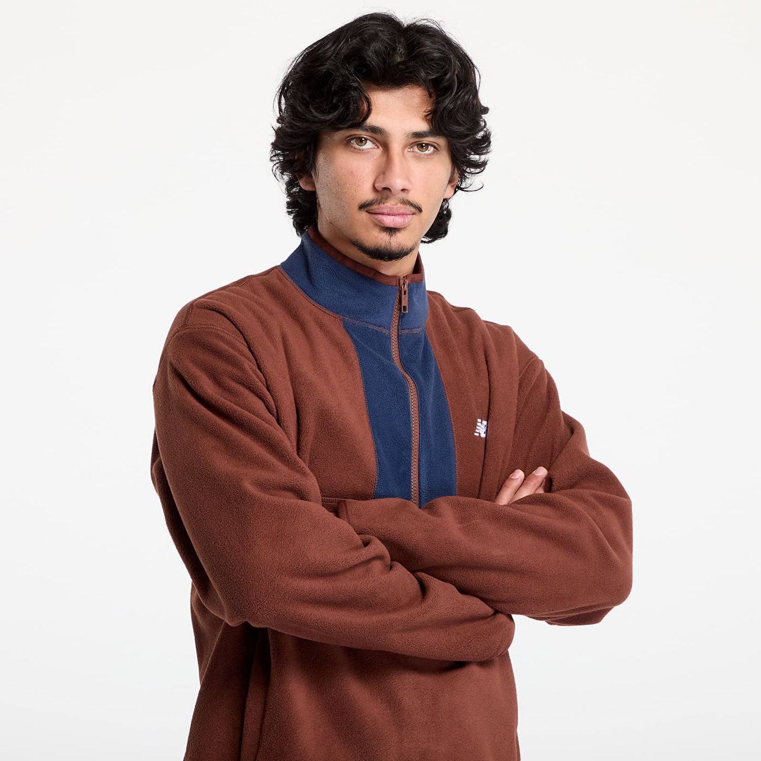 Sveter New Balance Polar Fleece 1/2 Zip Sweatshirt Hnedá | MT43518ROK, 1