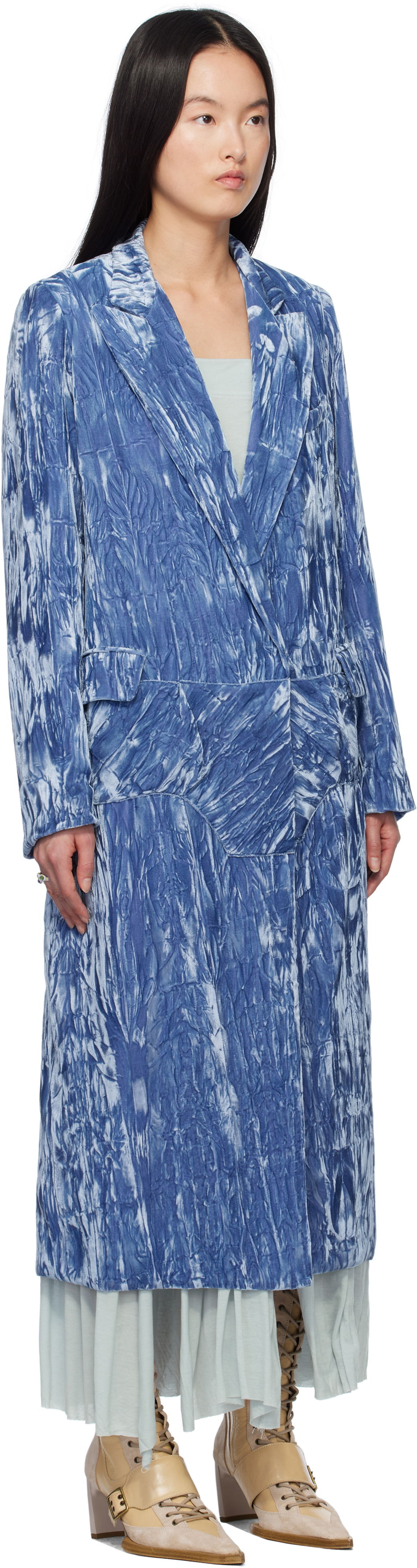 Kabáty Collina Strada Collina Strada Wolverine Velvet Coat Modrá | XX5217, 1