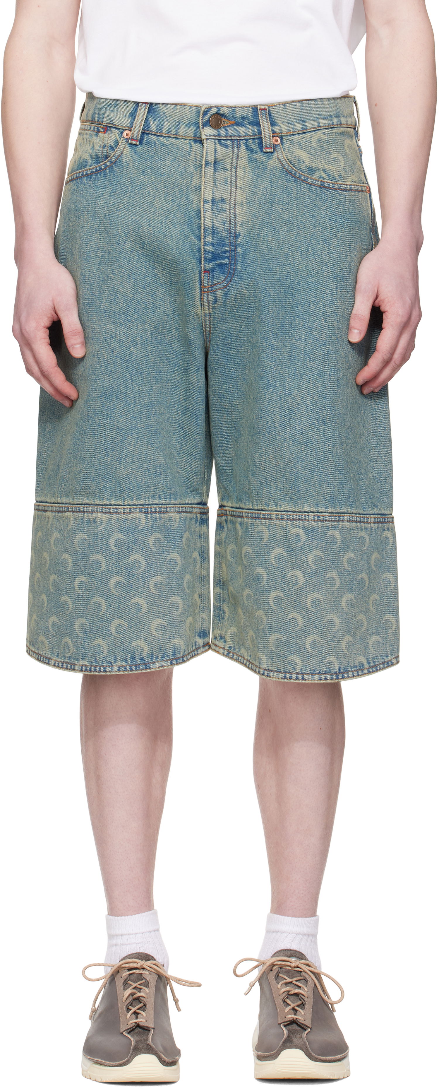 Šortky Marine Serre Marine Serre Moon Laser Denim Shorts Modrá | USH004A CDEN0003, 0