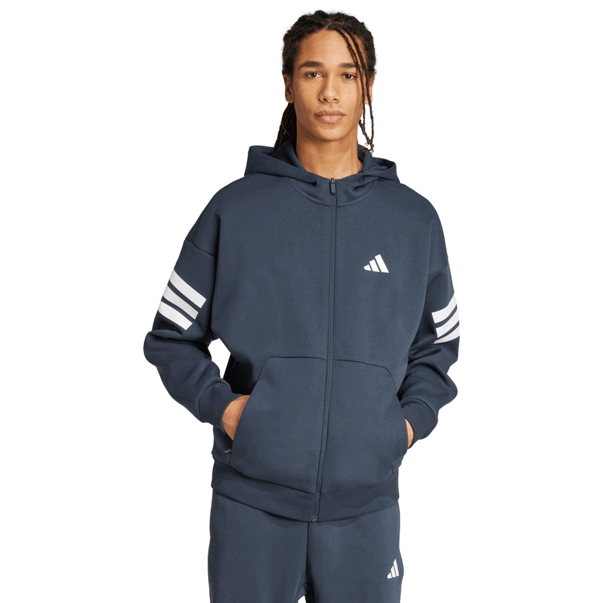 Mikina adidas Originals 3-Stripes Full-Zip Hoodie Navy | JW7107, 0