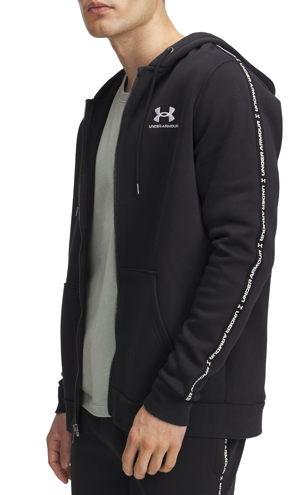 Mikina Under Armour UA Icon Fleece FZ Taping Hoodie Čierna | 1390298-001, 0