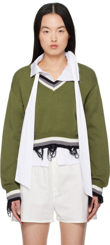 Sveter Ottolinger Ottolinger Cropped V-Neck Sweater Zelené | 10710150701, 0