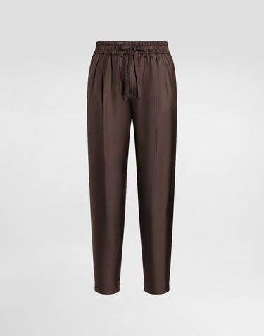 Nohavice Dolce & Gabbana Dolce & Gabbana Silk Twill Jogging Trousers Hnedá | GP12QTFU10SM1213, 0