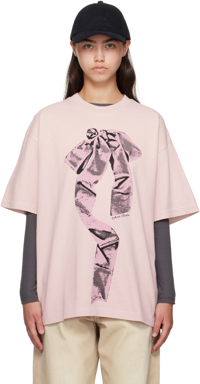 Tričko Acne Studios Acne Studios Bow Print T-Shirt Ružová | AL0501-