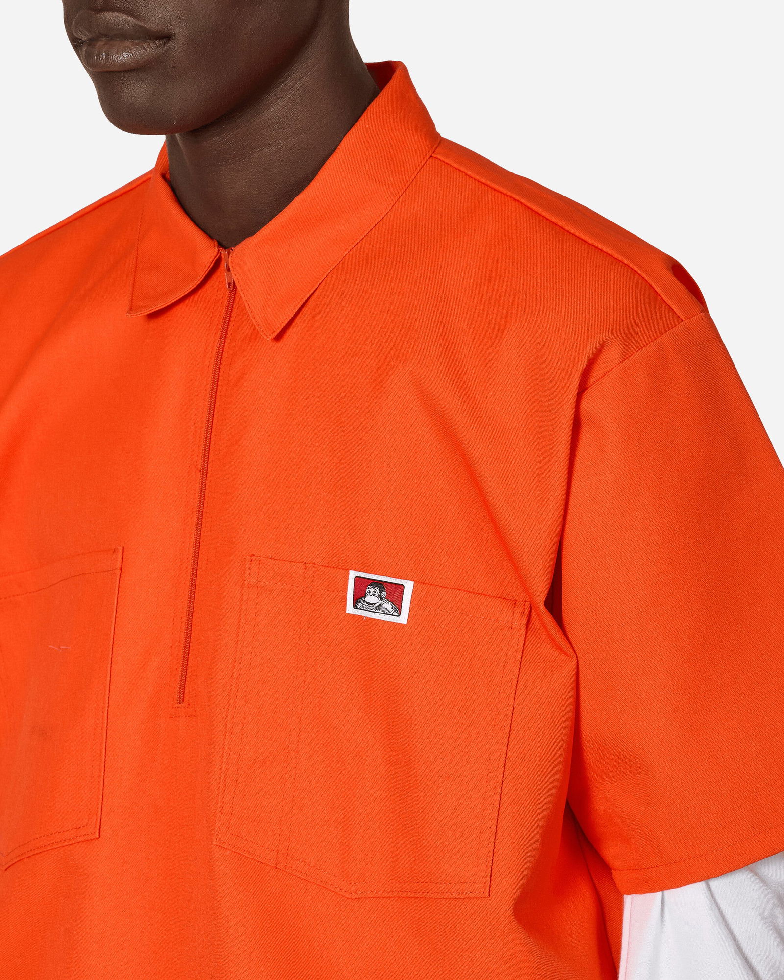 Men's Orange Half-Zip Short Sleeve Shirt