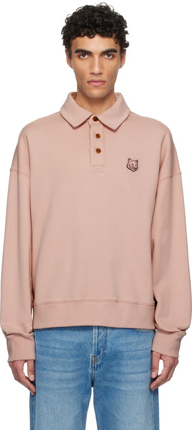 Sveter MAISON KITSUNÉ Maison Kitsuné Fox Head Fleece Oversize Polo Ružová | OM00211KM0001, 0